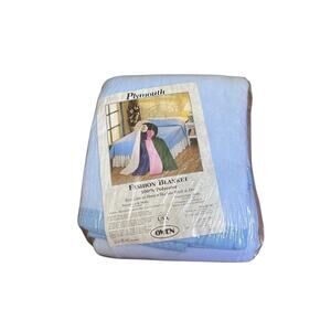NEW VINTAGE Satin Edge Blanket PLYMOUTH OWEN 72" x 90" Full/Twin Blue Polyester